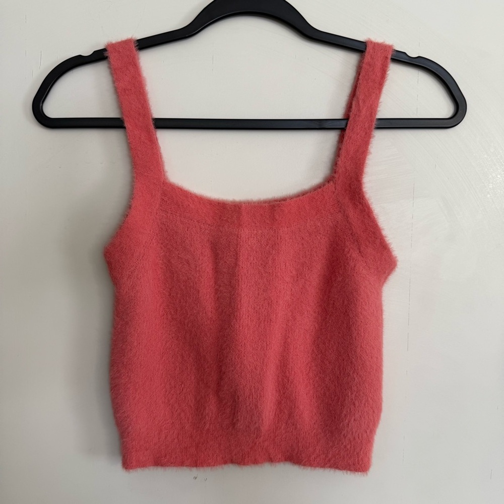 Coral Pink Fuzzy Crop Top